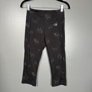 The North Face Women's Black Animal Print Pulse Capri Flashdry Leggings - Small